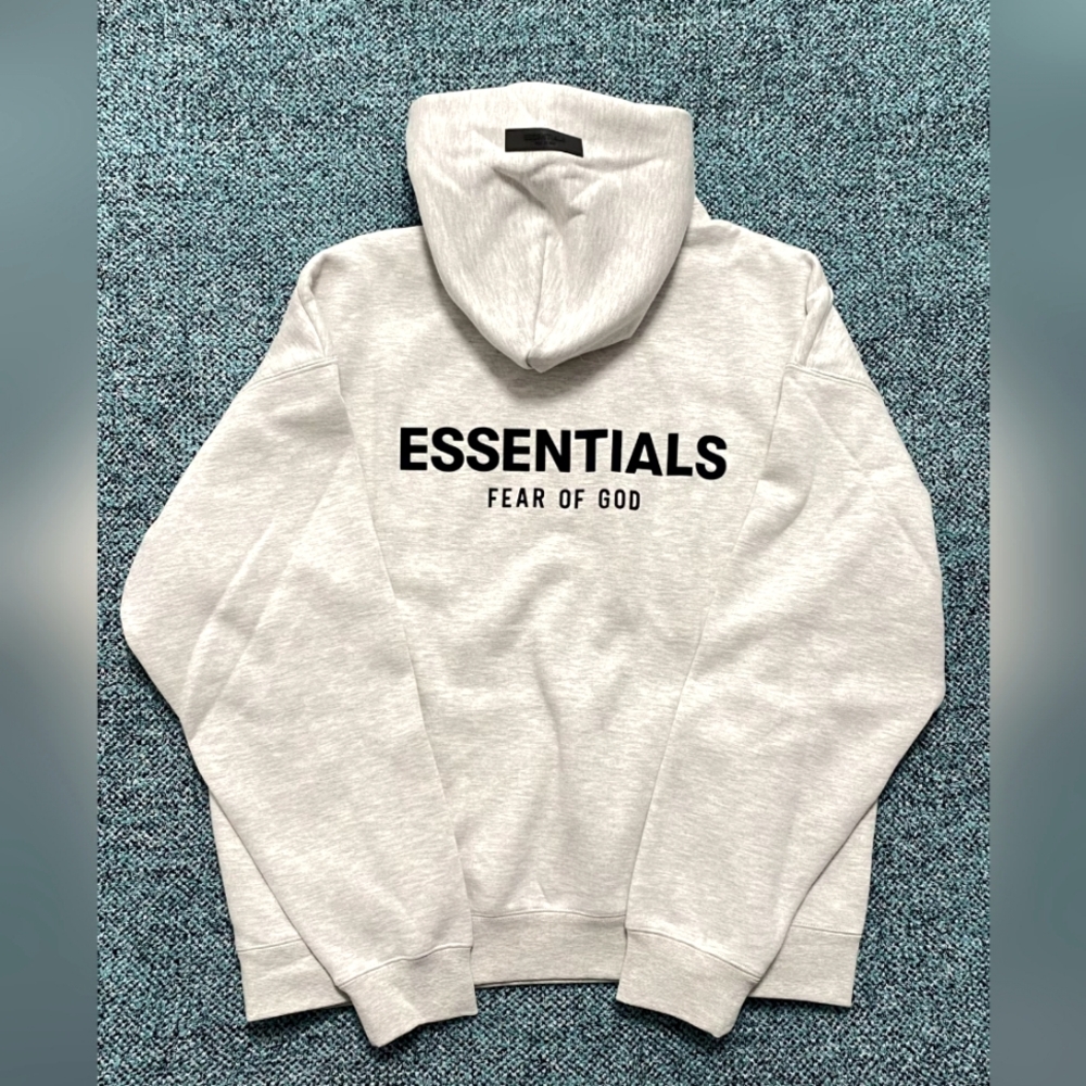 fear of god essentials hoodies light oatmeal
